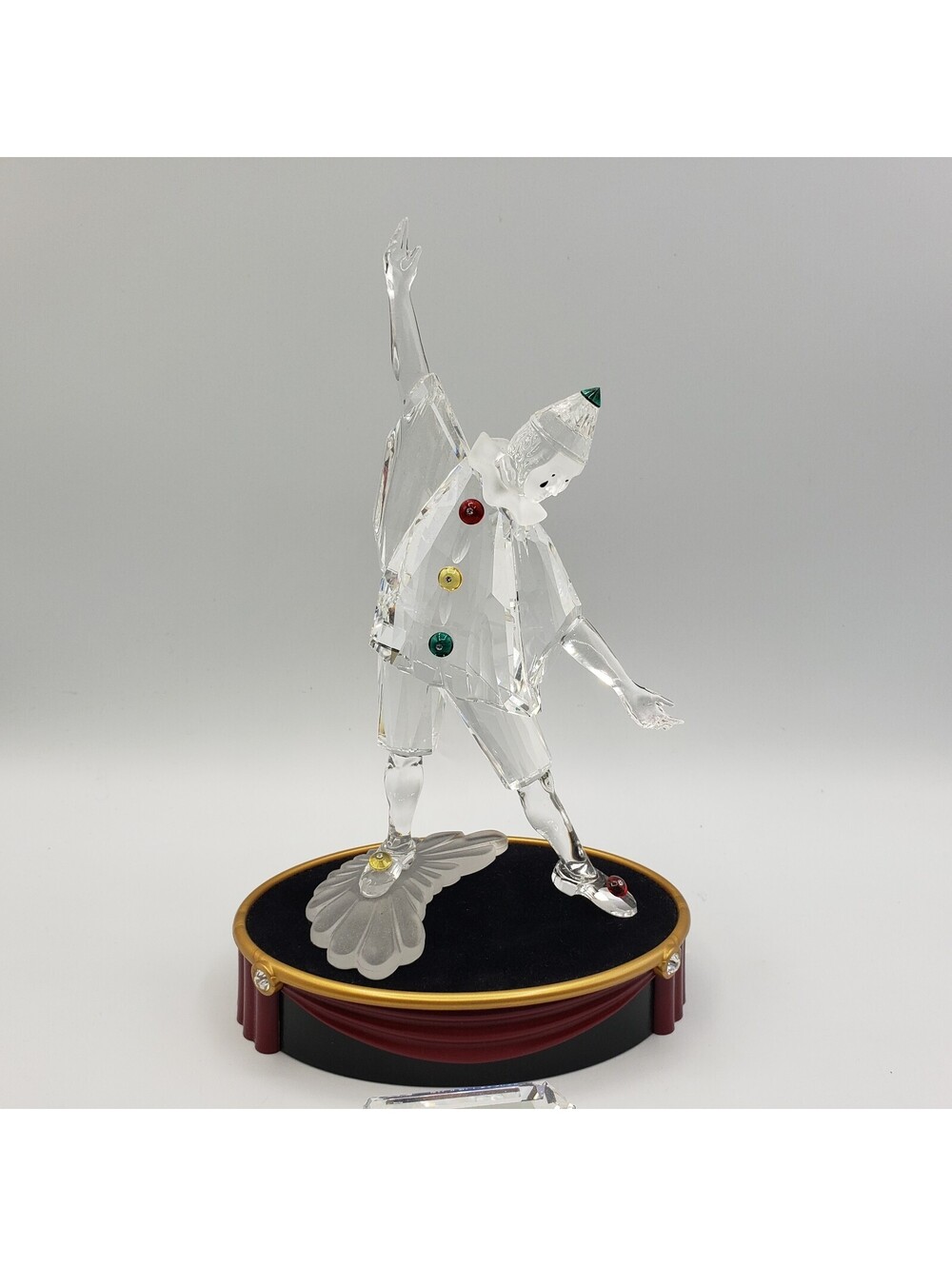 Vintage Swarovski Crystal Figurine Masquerade Pierrot 1999 Box Stand Plaque